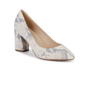 Cole Haan Karena Embossed-Snakeskin Suede Block Heel Pumps Size 8.5M NWT